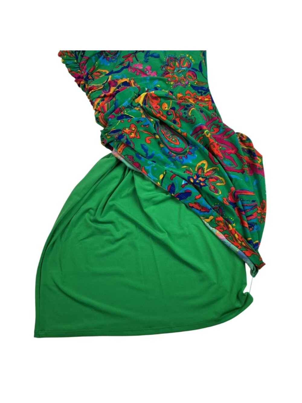 Lauren Ralph Lauren One-Shoulder Green Floral Print Dress Size 2 Polyester Blend - Picture 11 of 13